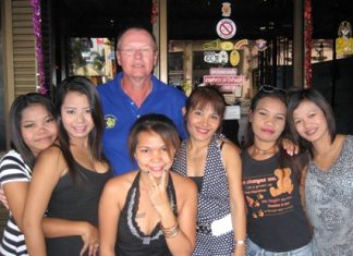 Dan M. celebrates his win with the staff at Senorita’s Bar.